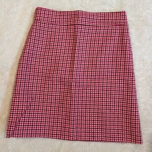 J. Crew Pink and White Checkered Pencil Skirt